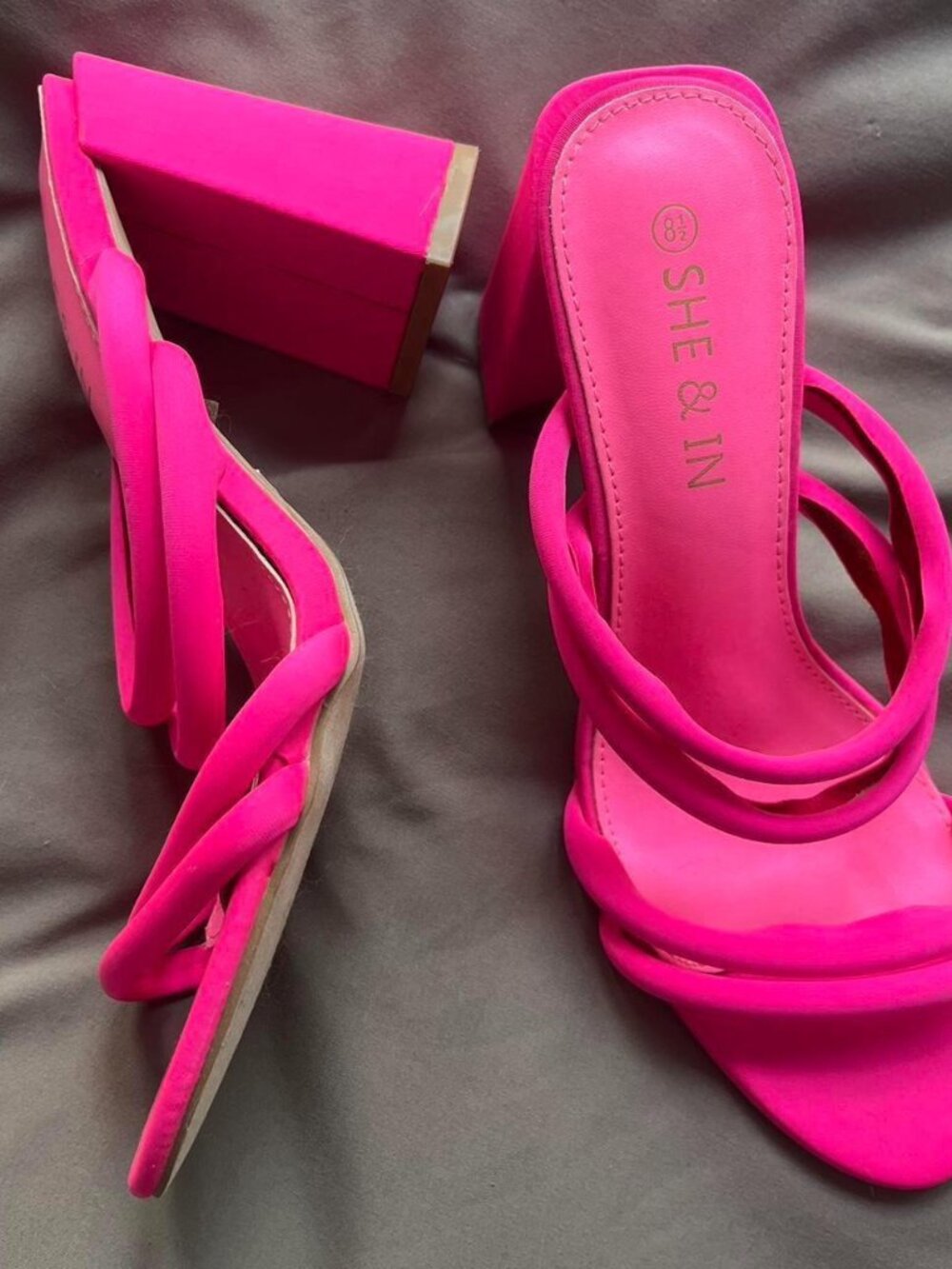 Hot pink strappy heels